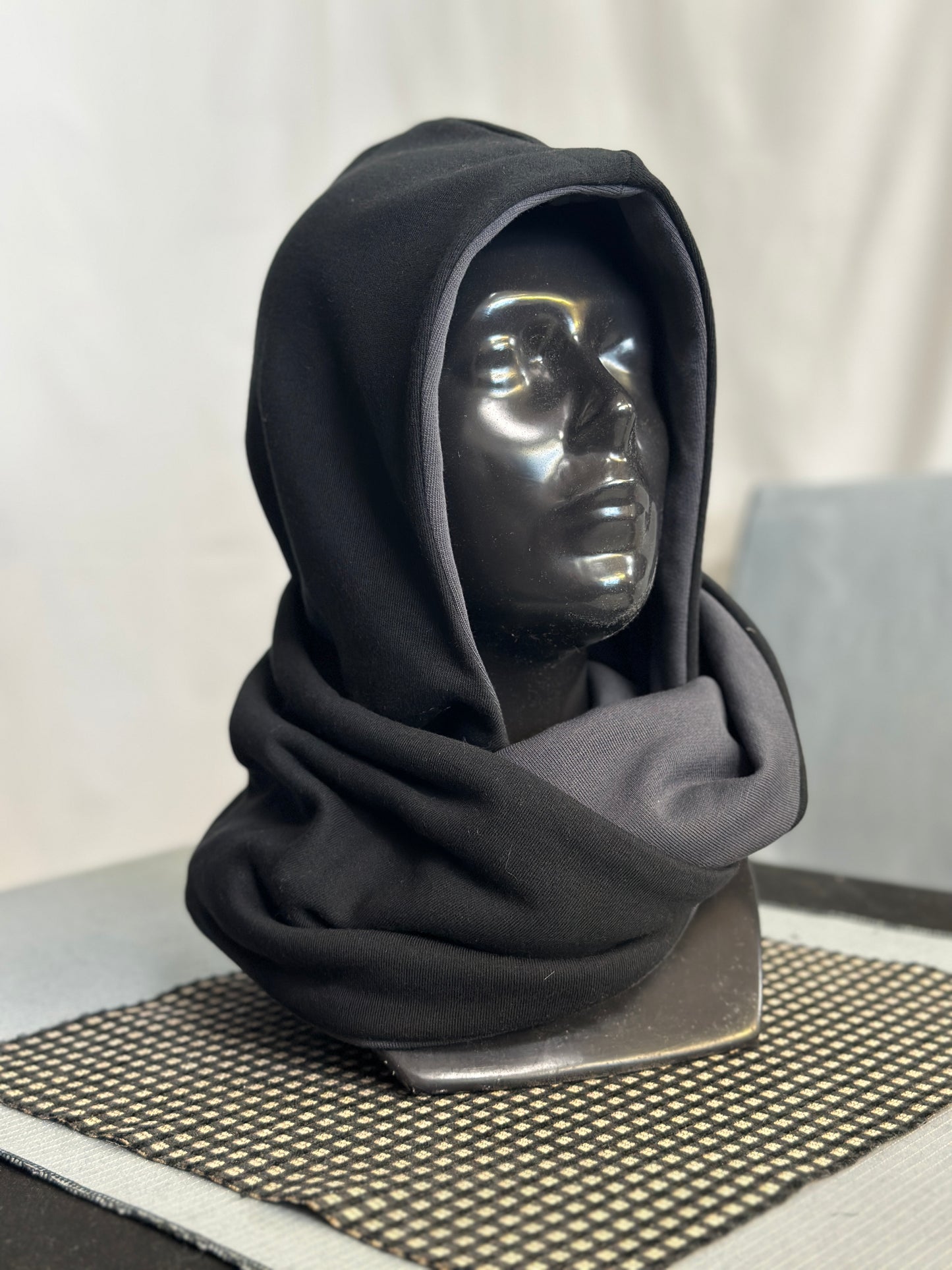 Storm Grey & Black Reversible Rounded Hood – Long Neck Edition