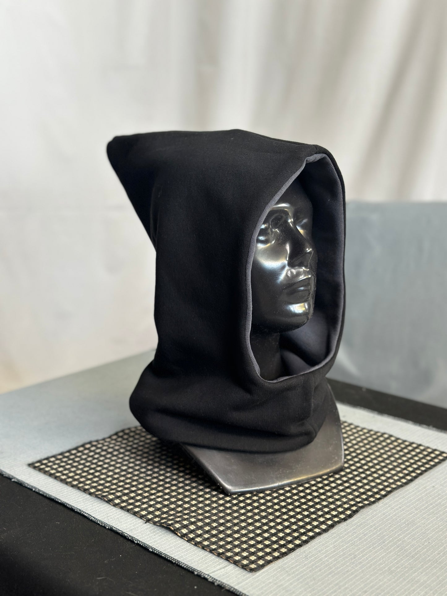 Heather Grey & Black Reversible Elf Hood – Short Neck Edition