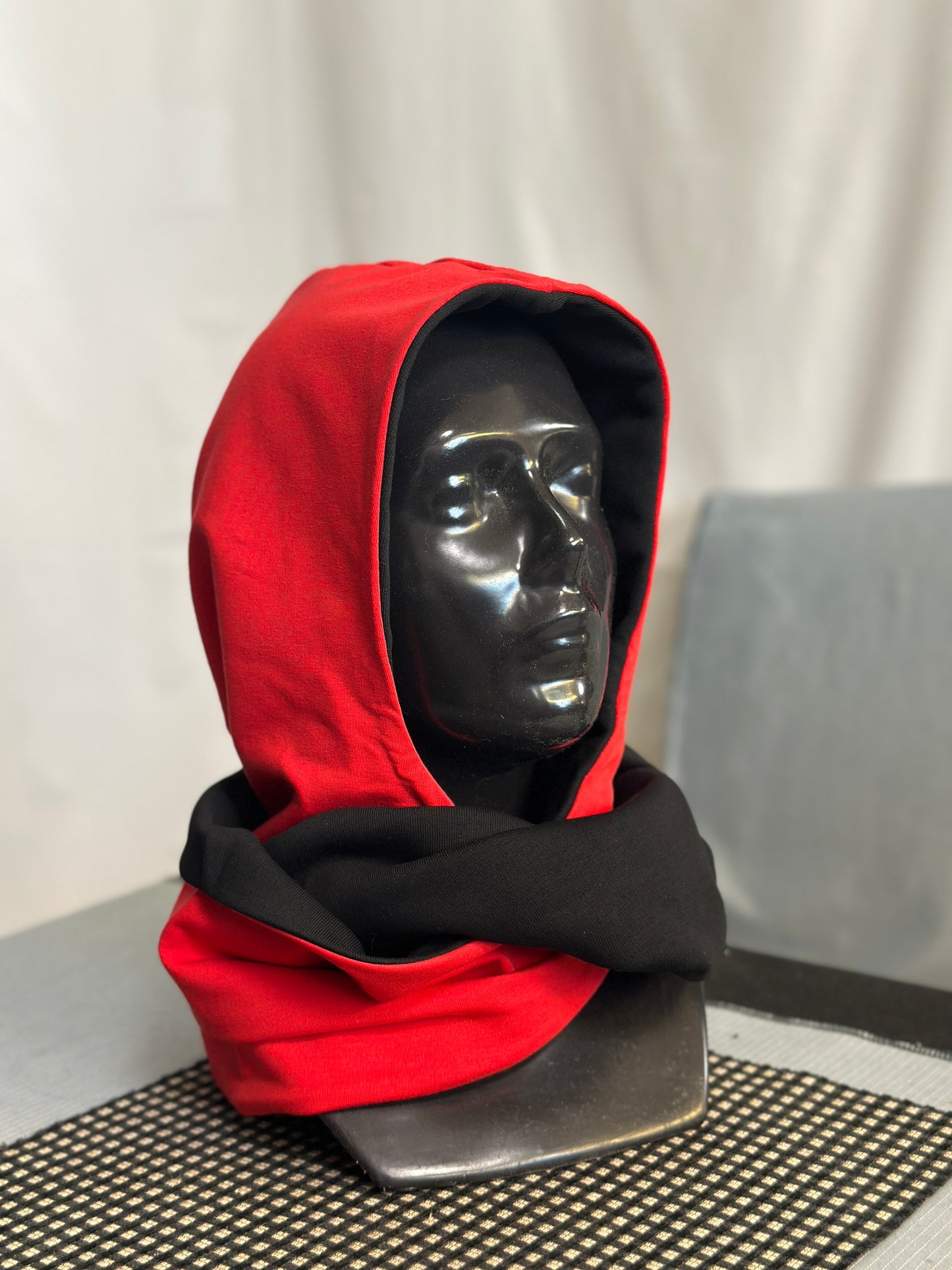 Bold Red & Black Reversible Rounded Hood – Long Neck Edition
