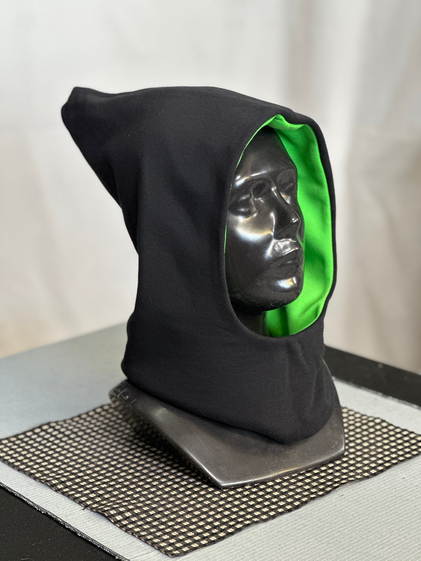 Forest Green & Black Reversible Elf Hood – Short Neck Edition
