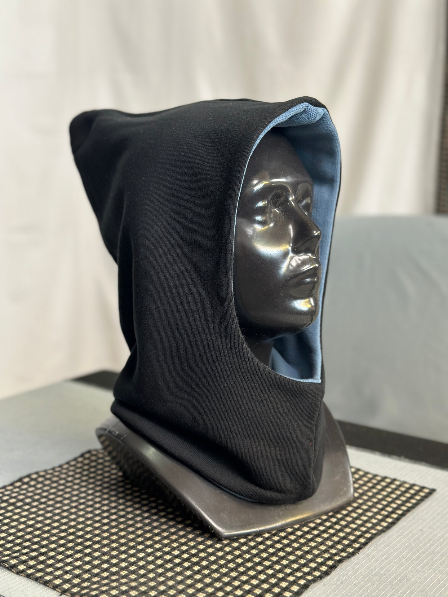 Moss Grey & Black Reversible Elf Hood – Short Neck Edition
