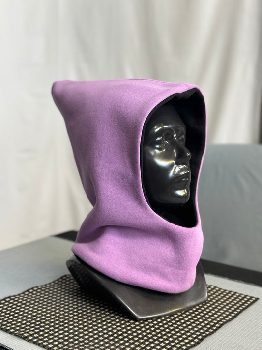 Dusty Lavender & Black Reversible Elf Hood – Short Neck Edition