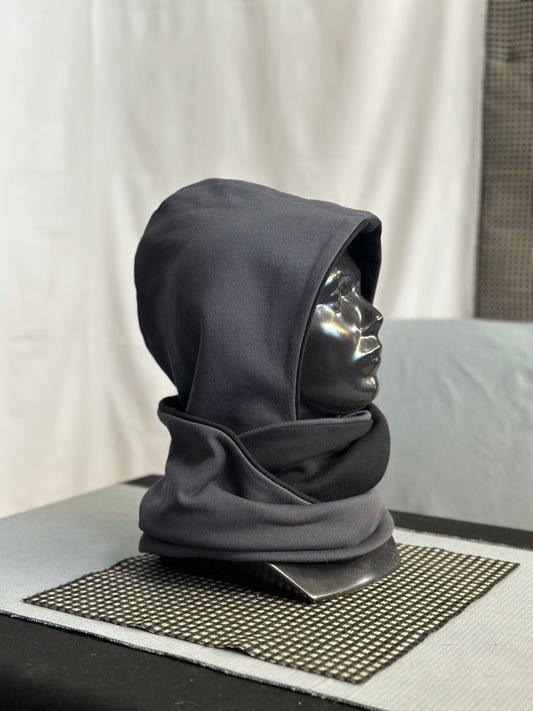 Storm Grey & Black Reversible Rounded Hood – Long Neck Edition