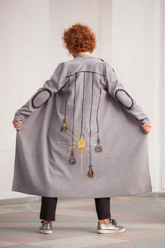 Luxury Handcrafted Felted Wool Cardigan - "The Lanterns" Collection