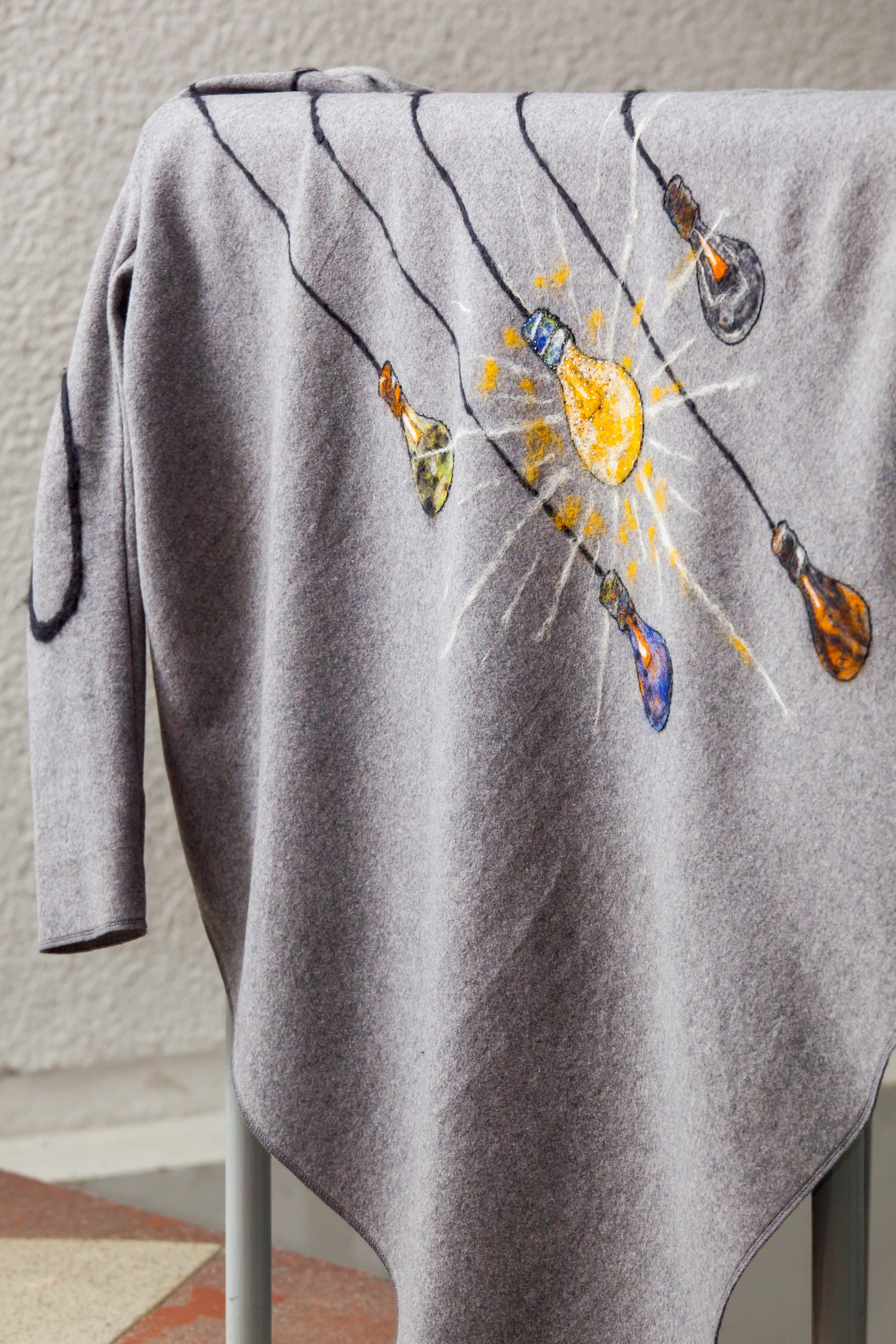 Luxury Handcrafted Felted Wool Cardigan - "The Lanterns" Collection