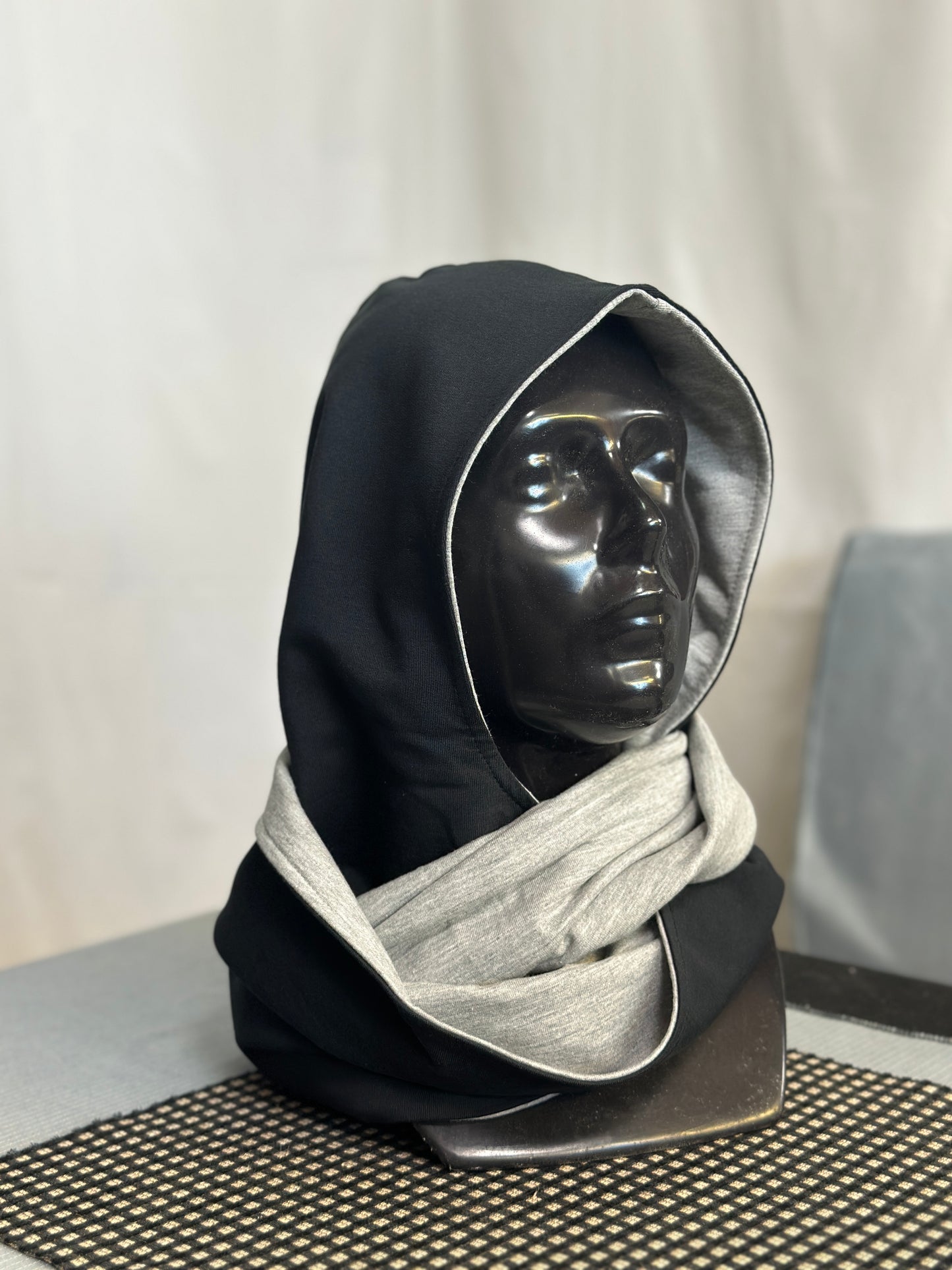 Ash Grey & Black Reversible Rounded Hood – Long Neck Edition
