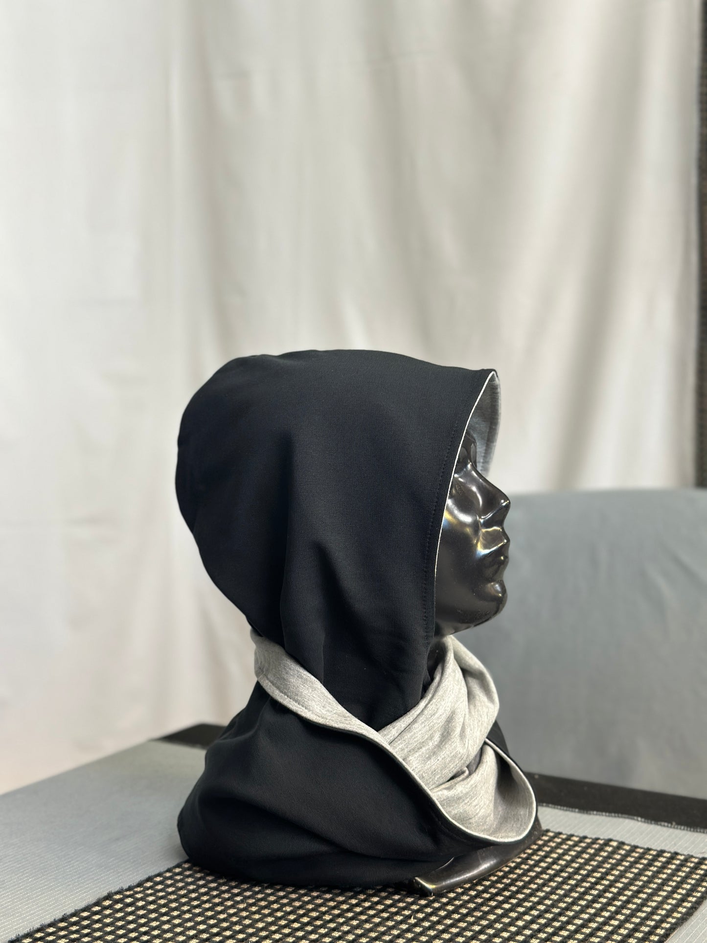 Ash Grey & Black Reversible Rounded Hood – Long Neck Edition