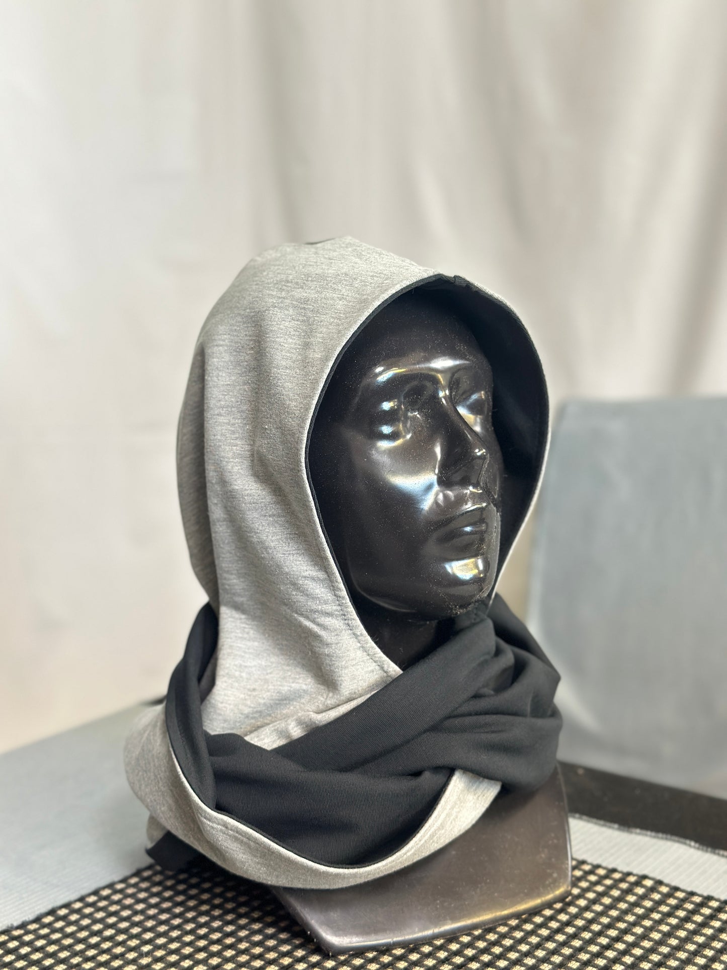 Ash Grey & Black Reversible Rounded Hood – Long Neck Edition