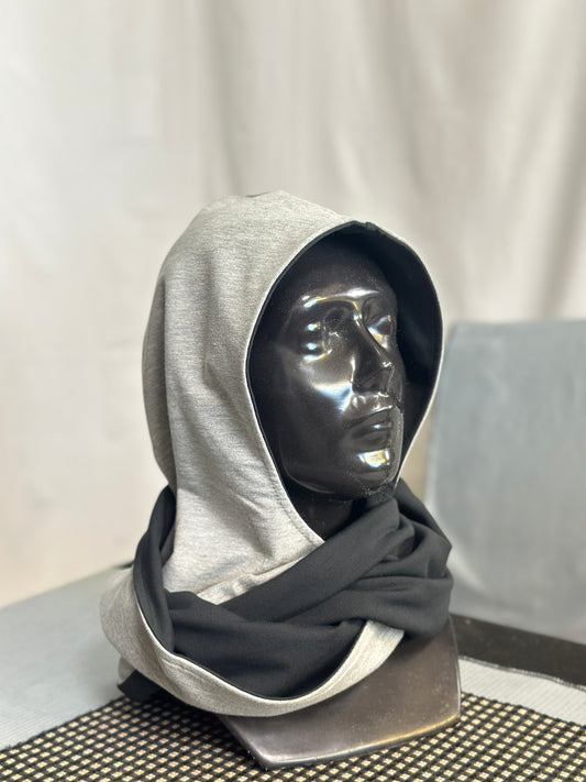 Ash Grey & Black Reversible Rounded Hood – Long Neck Edition