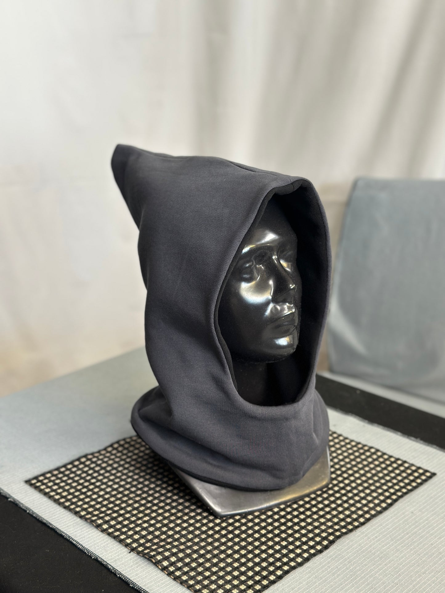 Heather Grey & Black Reversible Elf Hood – Short Neck Edition