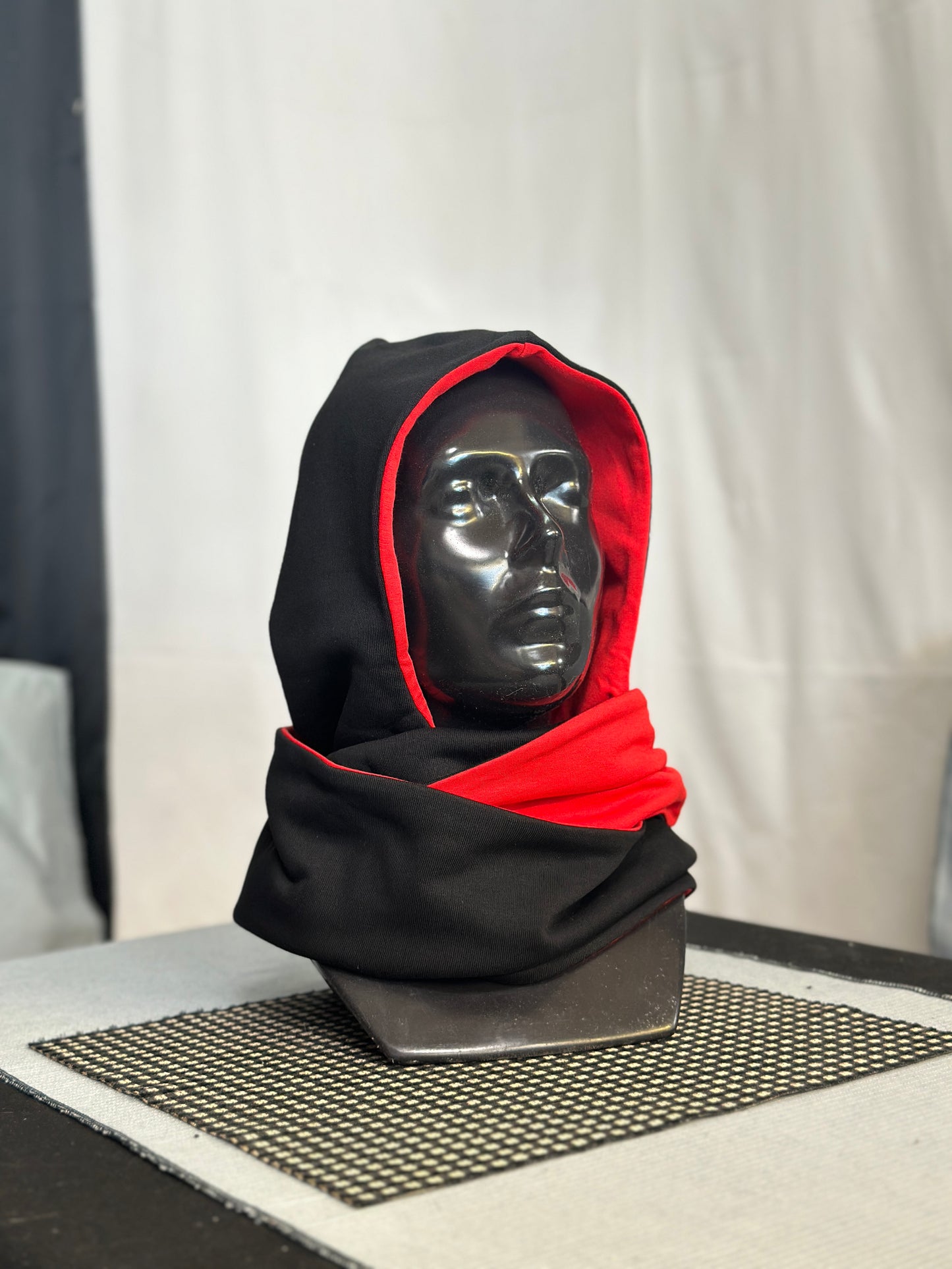 Bold Red & Black Reversible Rounded Hood – Long Neck Edition