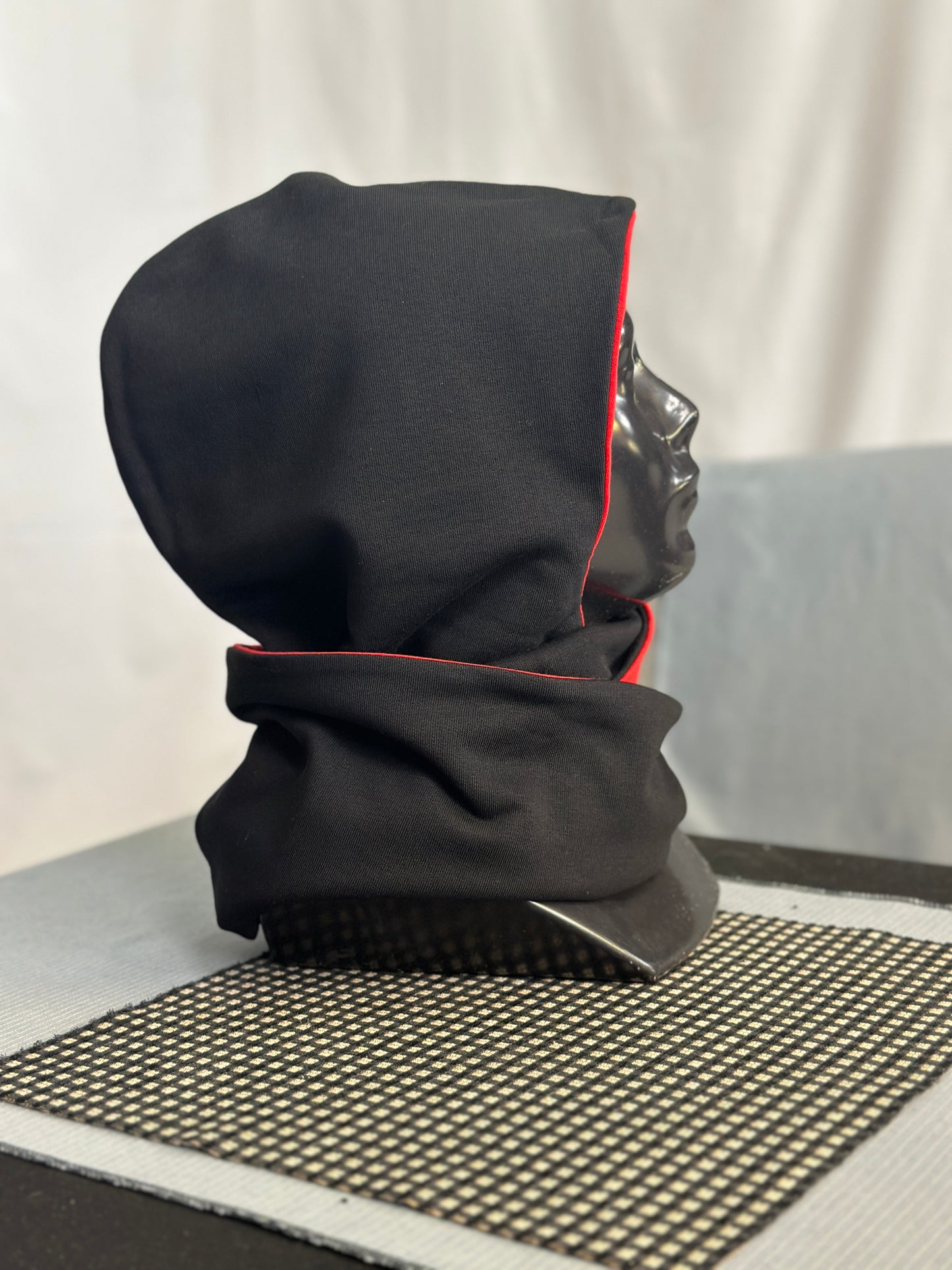 Bold Red & Black Reversible Rounded Hood – Long Neck Edition