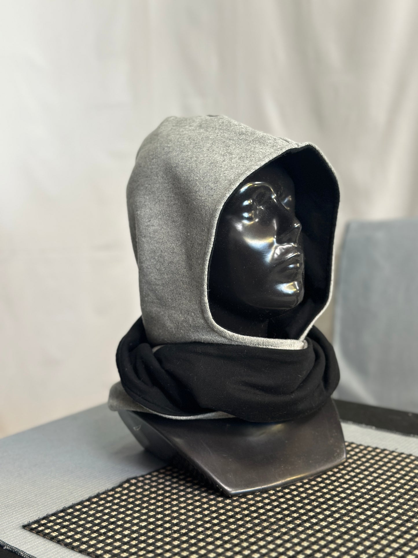 Lunar Grey & Black Reversible Rounded Hood – Long Neck Edition
