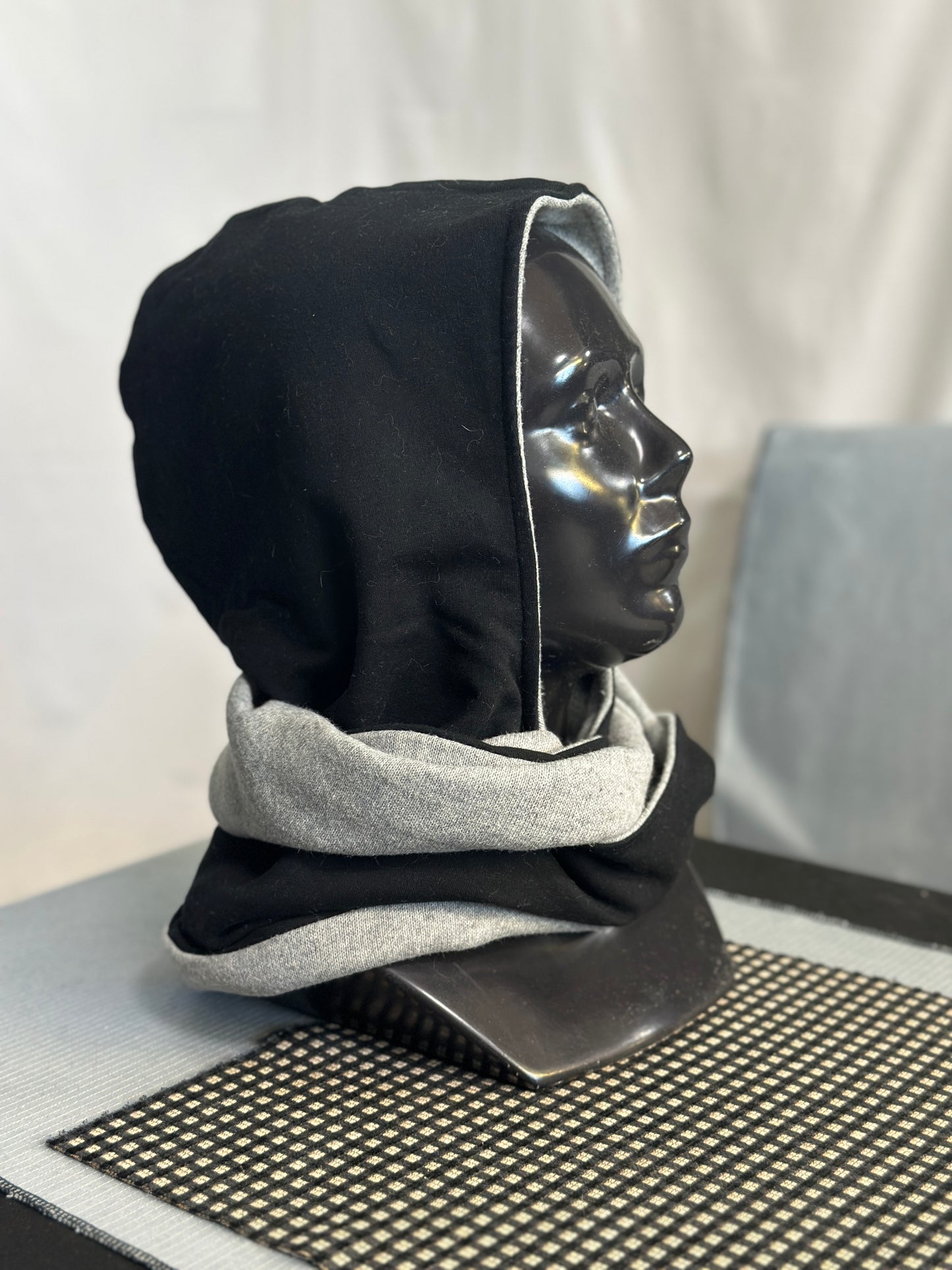 Lunar Grey & Black Reversible Rounded Hood – Long Neck Edition