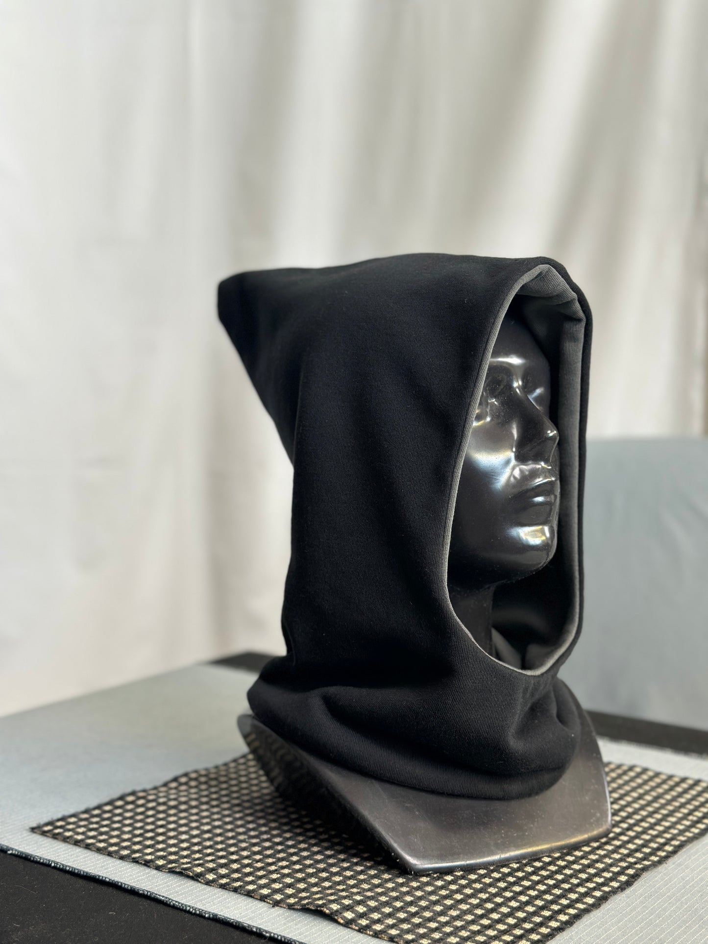 Slate Grey & Black Reversible Elf Hood – Short Neck Edition