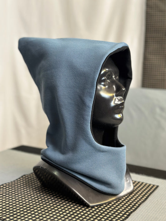 Moss Grey & Black Reversible Elf Hood – Short Neck Edition