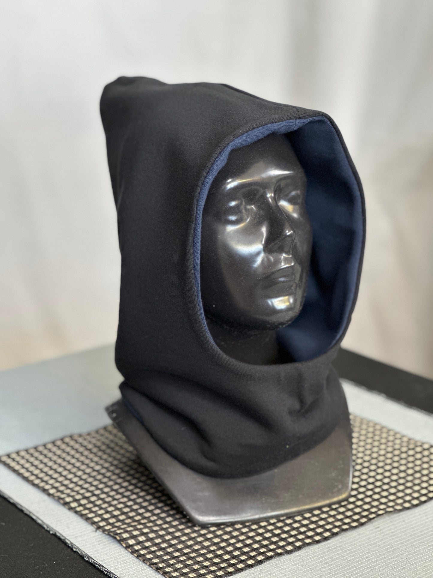Midnight Navy & Black Reversible Elf Hood – Short Neck Edition