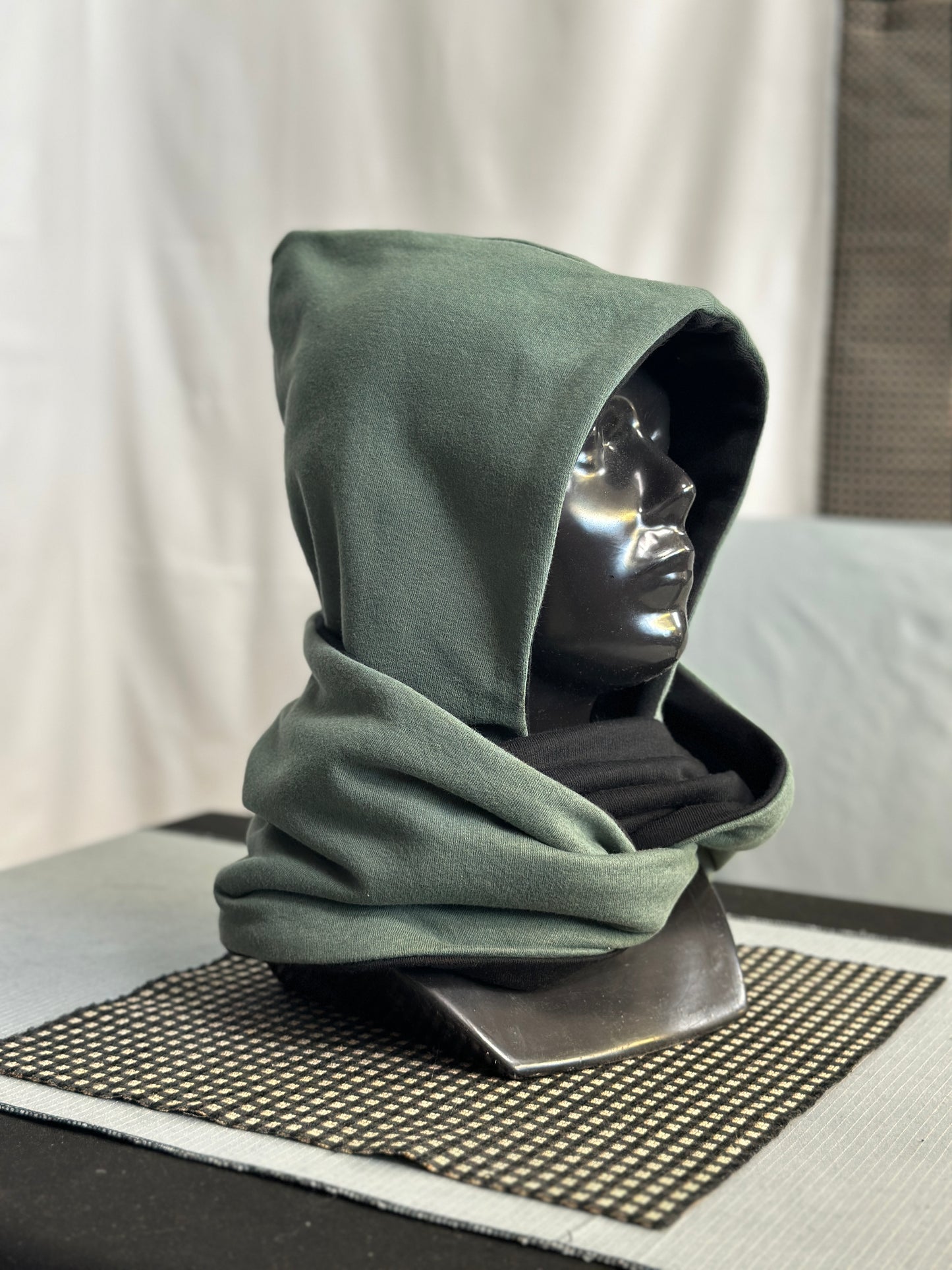 Wild Olive & Black Reversible Rounded Hood – Long Neck Edition