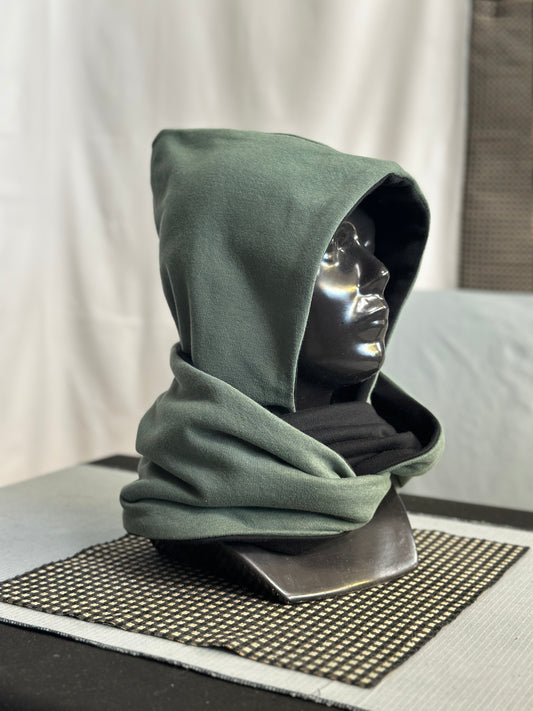 Wild Olive & Black Reversible Rounded Hood – Long Neck Edition