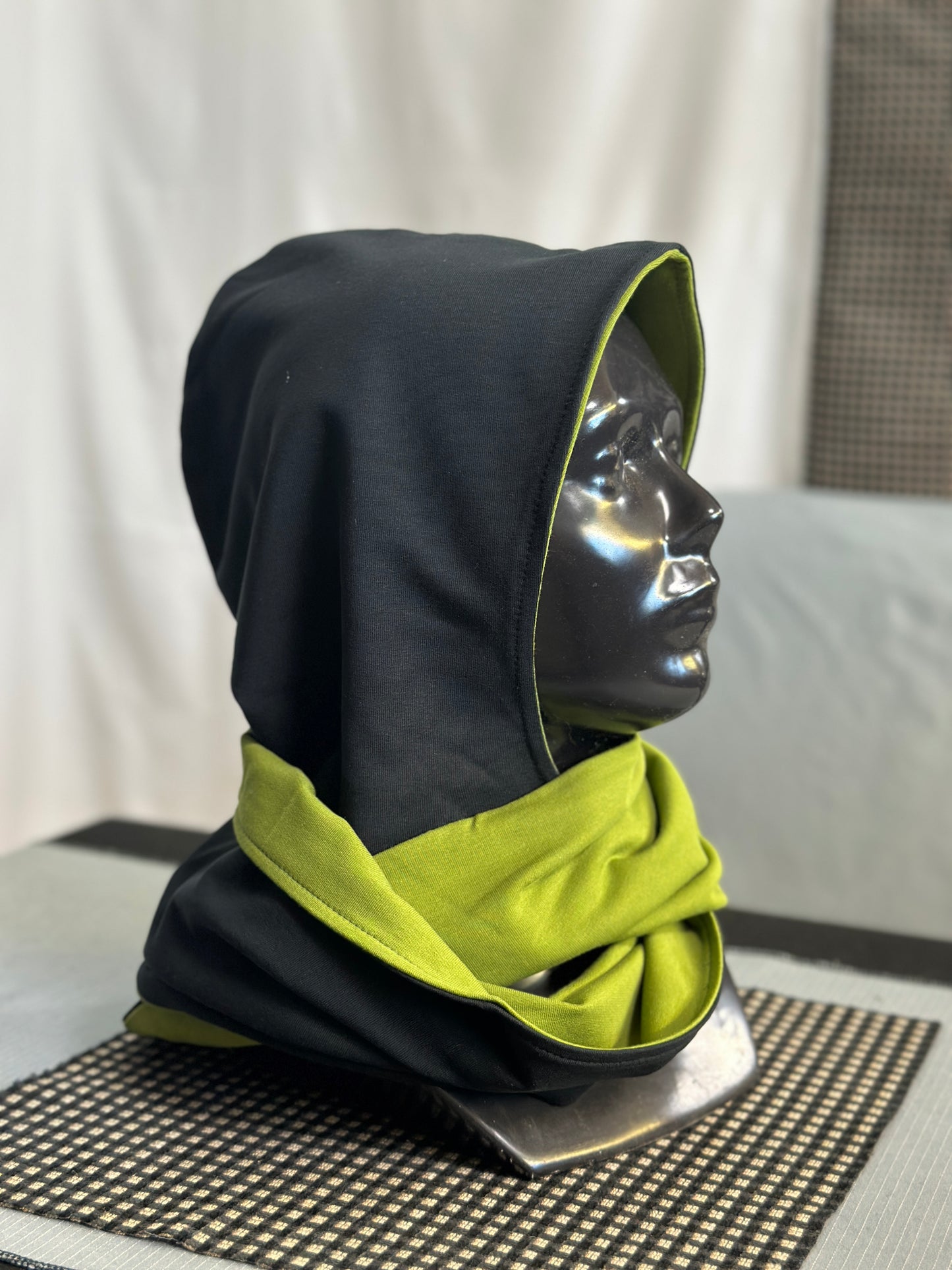 Forest Moss & Black Reversible Rounded Hood – Long Neck Edition